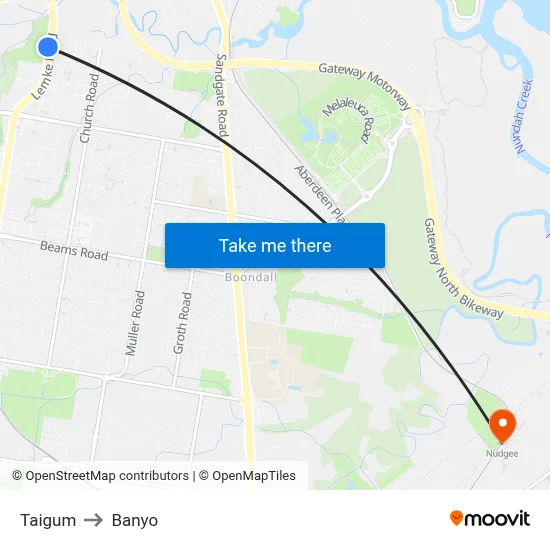 Taigum to Banyo map