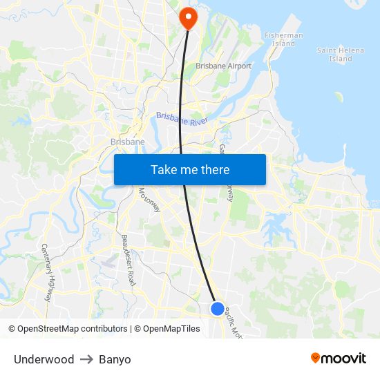 Underwood to Banyo map