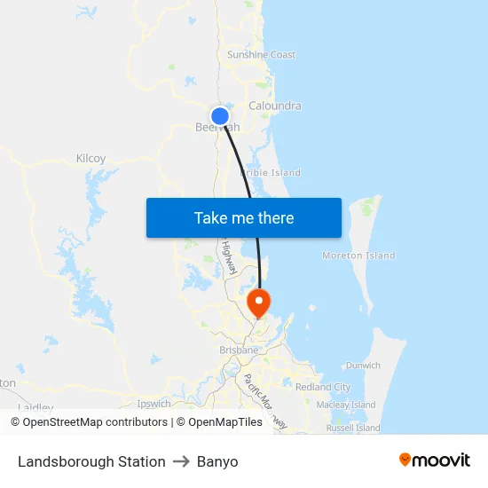 Landsborough Station to Banyo map
