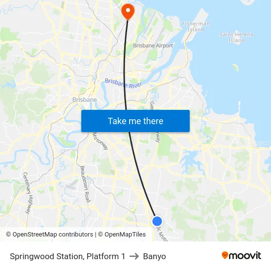 Springwood Station, Platform 1 to Banyo map