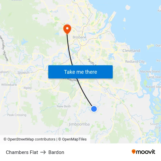 Chambers Flat to Bardon map