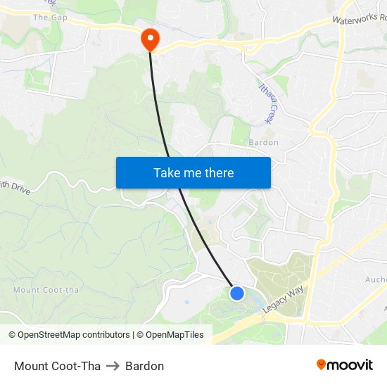 Mount Coot-Tha to Bardon map