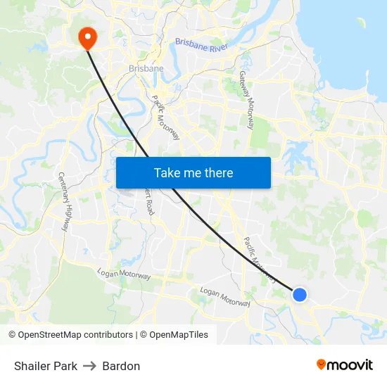 Shailer Park to Bardon map