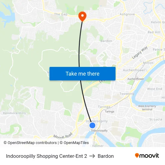 Indooroopilly Shopping Center-Ent 2 to Bardon map