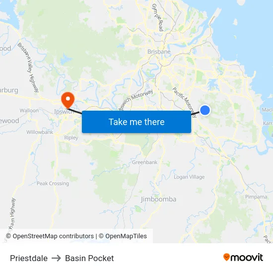 Priestdale to Basin Pocket map