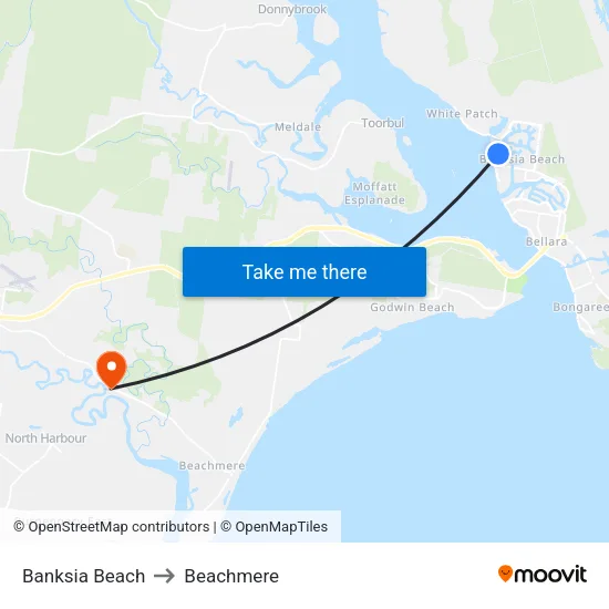 Banksia Beach to Beachmere map