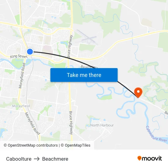 Caboolture to Beachmere map