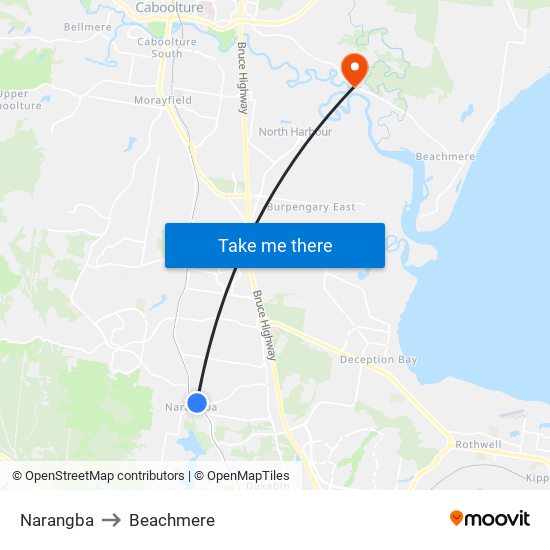 Narangba to Beachmere map