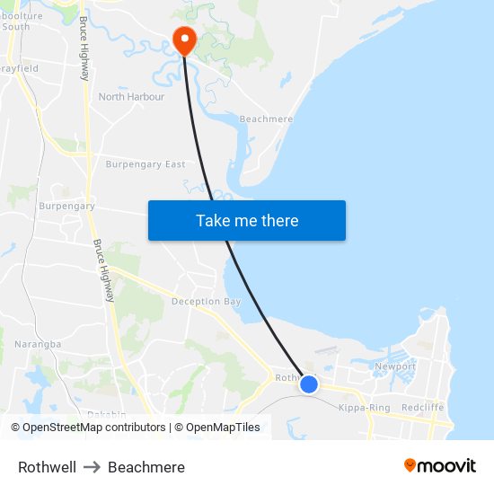 Rothwell to Beachmere map