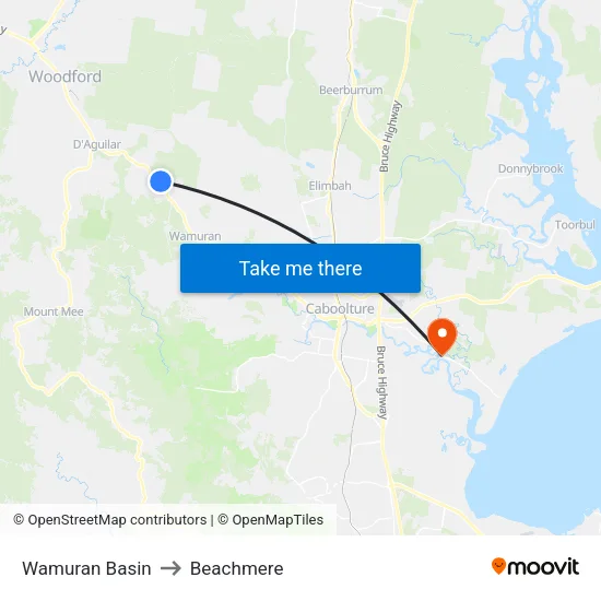 Wamuran Basin to Beachmere map