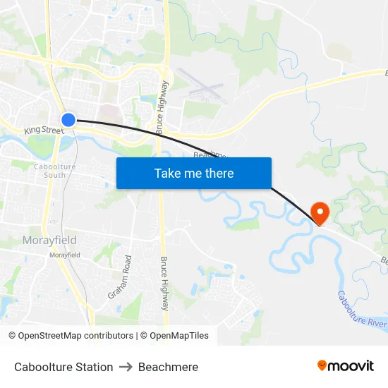 Caboolture Station to Beachmere map