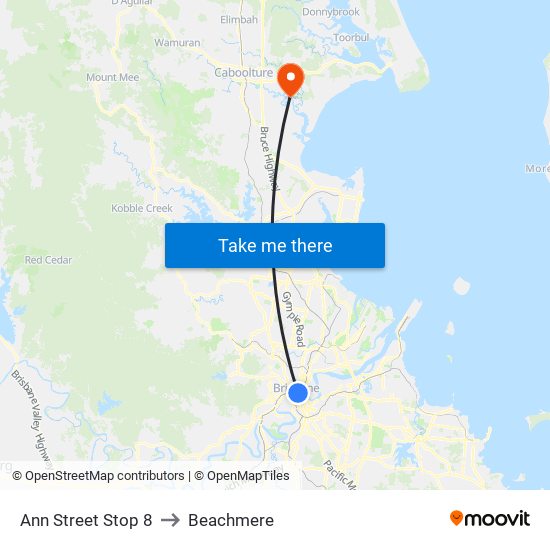 Ann Street Stop 8 to Beachmere map