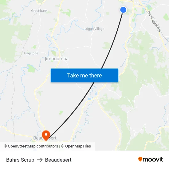 Bahrs Scrub to Beaudesert map