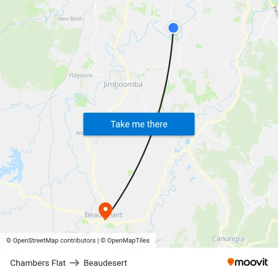 Chambers Flat to Beaudesert map