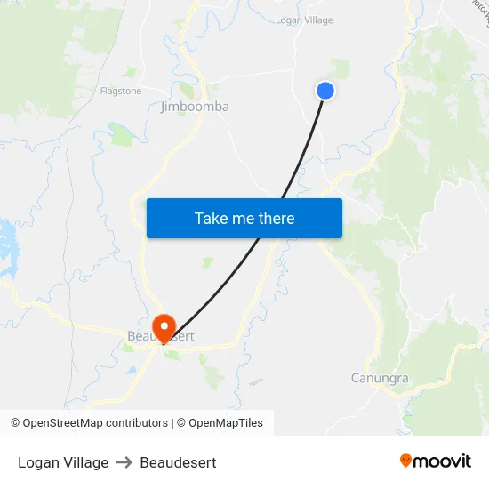 Logan Village to Beaudesert map