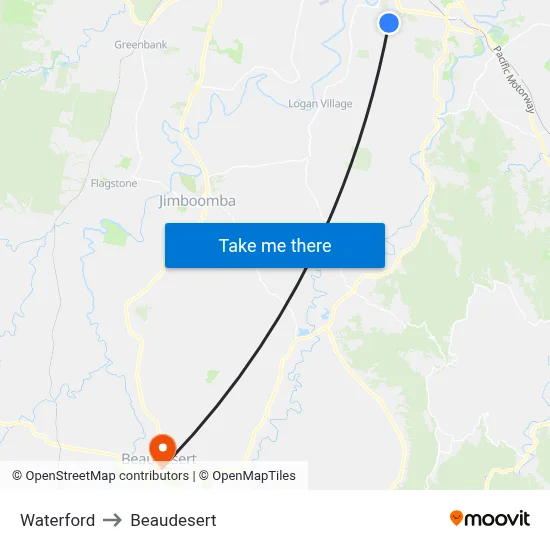 Waterford to Beaudesert map