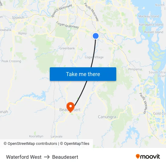 Waterford West to Beaudesert map