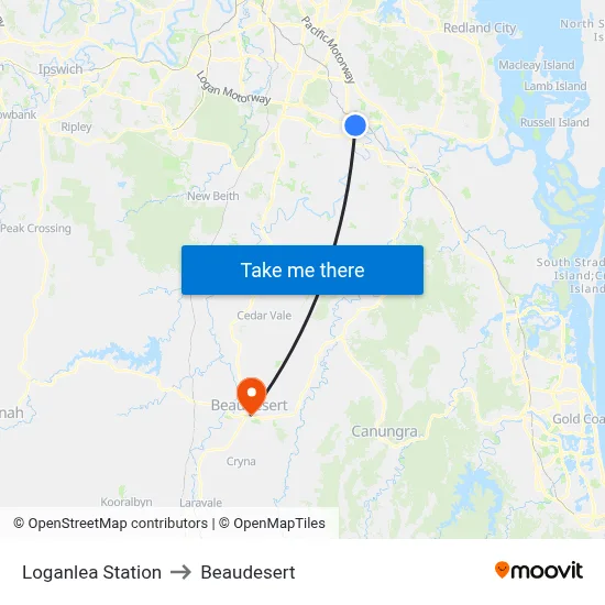 Loganlea Station to Beaudesert map
