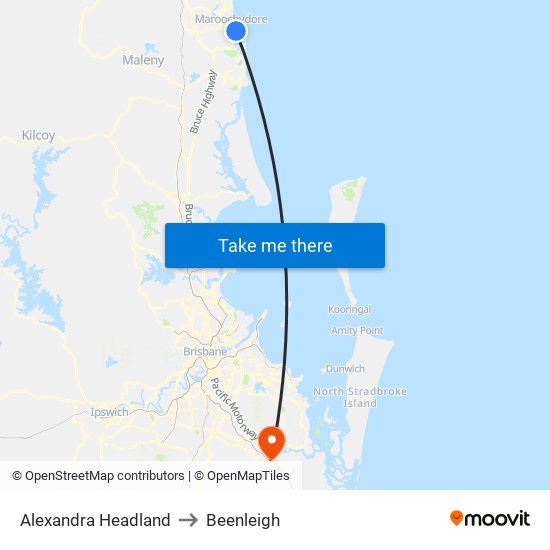 Alexandra Headland to Beenleigh map