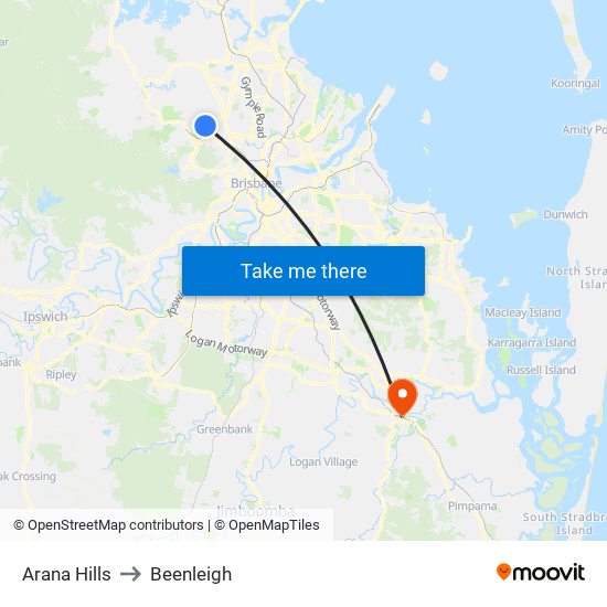 Arana Hills to Beenleigh map