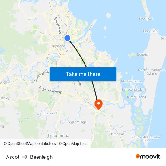 Ascot to Beenleigh map