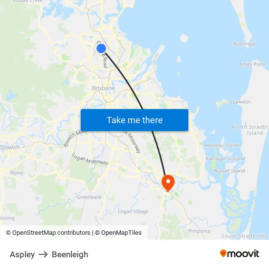 Aspley to Beenleigh map