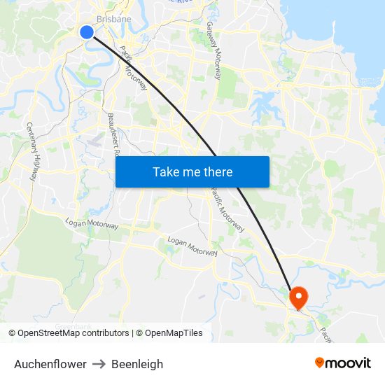 Auchenflower to Beenleigh map