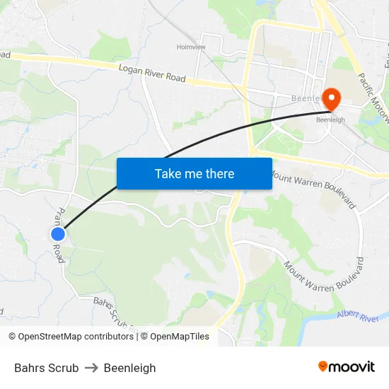 Bahrs Scrub to Beenleigh map
