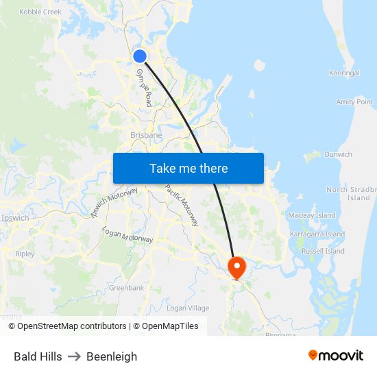 Bald Hills to Beenleigh map