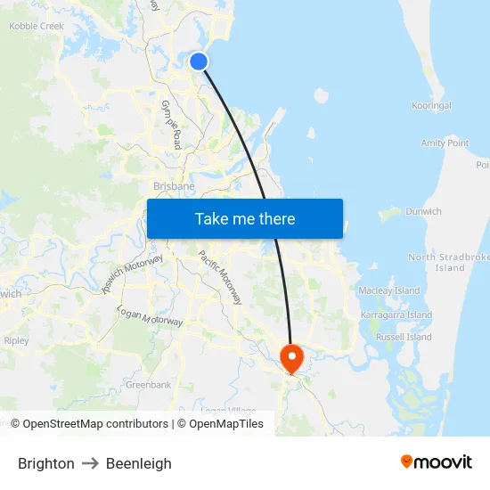 Brighton to Beenleigh map