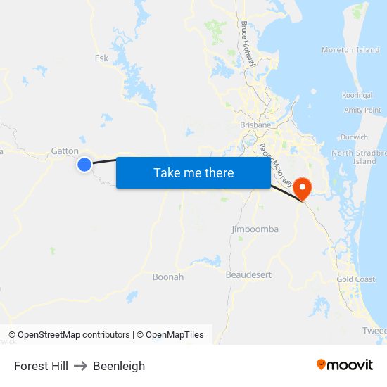 Forest Hill to Beenleigh map