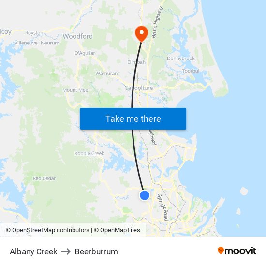 Albany Creek to Beerburrum map