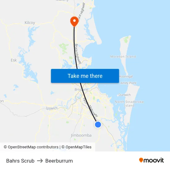 Bahrs Scrub to Beerburrum map