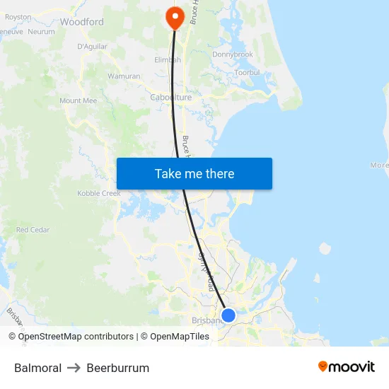 Balmoral to Beerburrum map