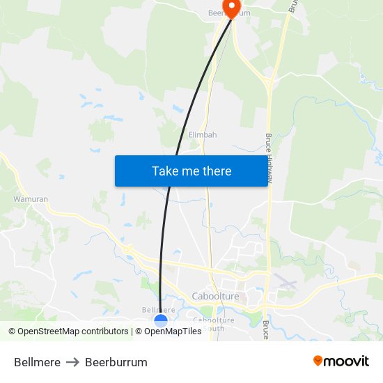 Bellmere to Beerburrum map