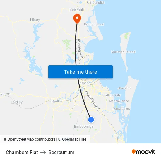Chambers Flat to Beerburrum map