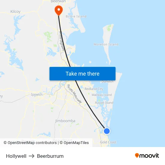 Hollywell to Beerburrum map