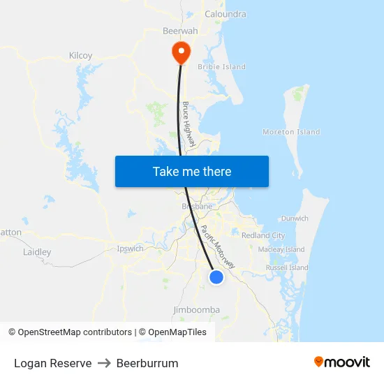 Logan Reserve to Beerburrum map
