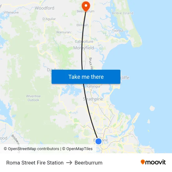 Roma Street Fire Station to Beerburrum map