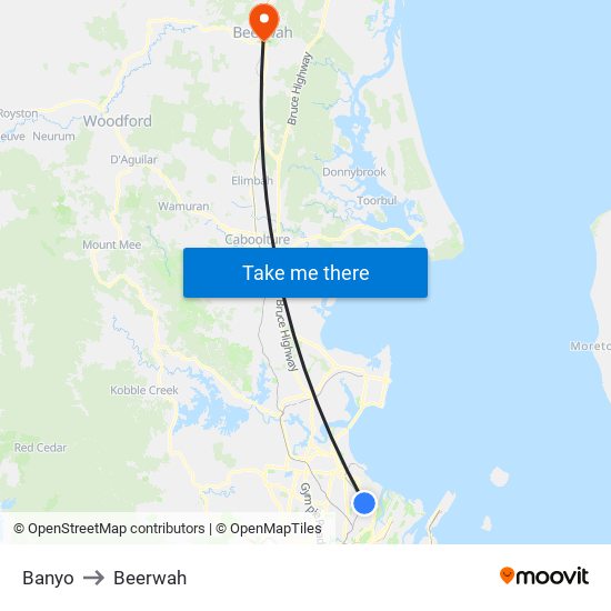 Banyo to Beerwah map