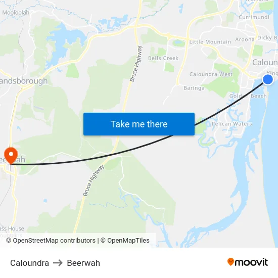 Caloundra to Beerwah map