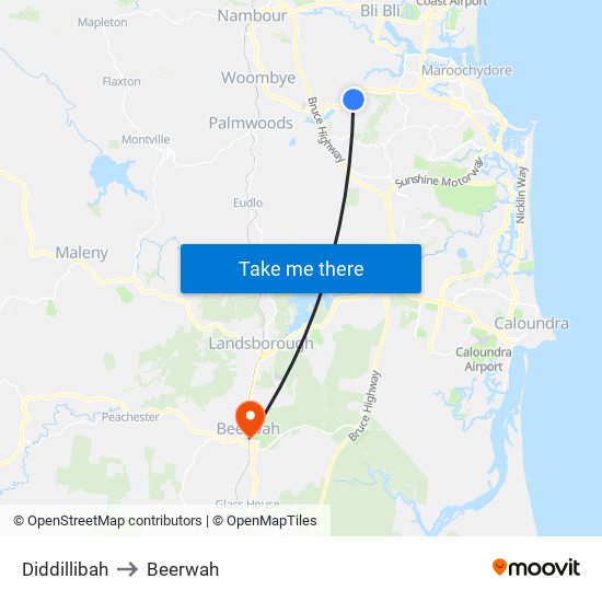 Diddillibah to Beerwah map