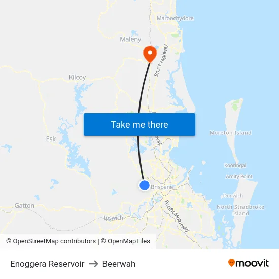 Enoggera Reservoir to Beerwah map