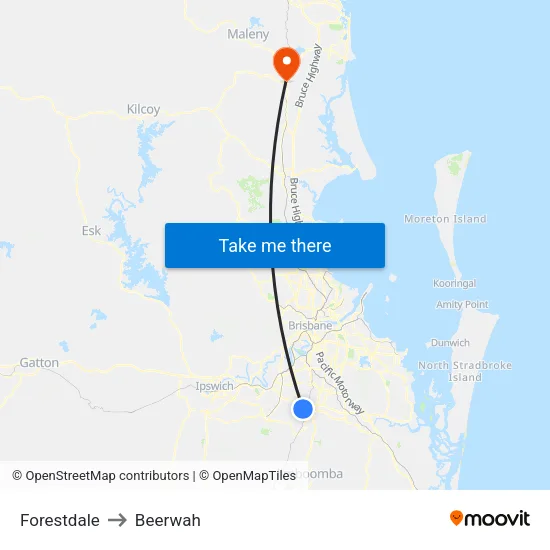Forestdale to Beerwah map