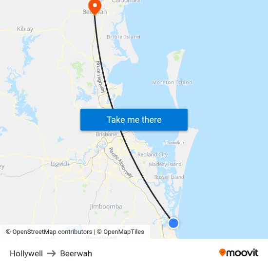 Hollywell to Beerwah map