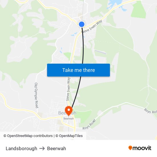 Landsborough to Beerwah map