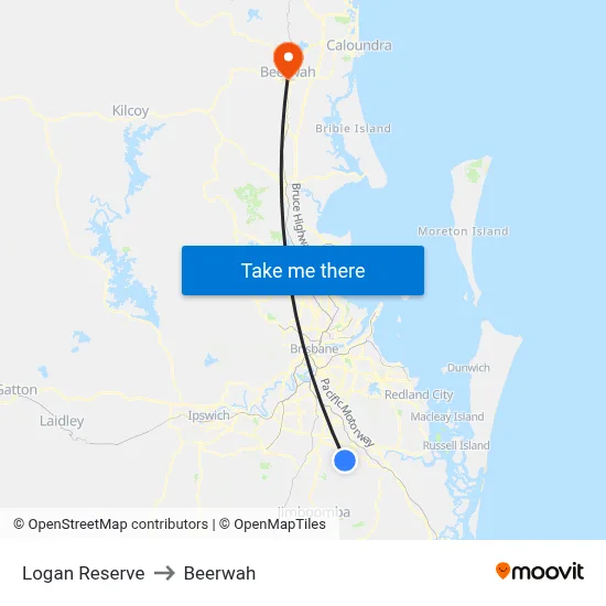 Logan Reserve to Beerwah map