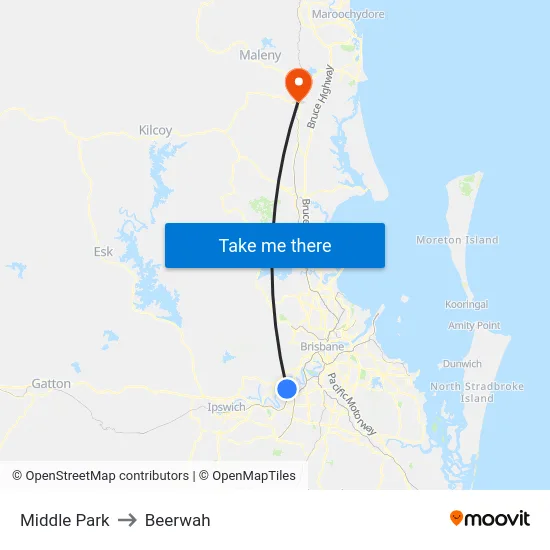 Middle Park to Beerwah map