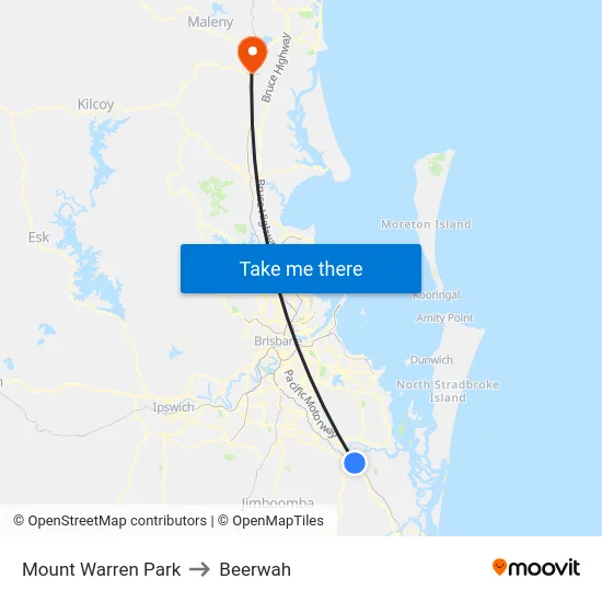 Mount Warren Park to Beerwah map