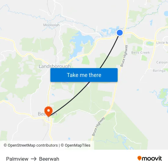Palmview to Beerwah map